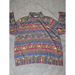 Alfred Dunner 20W Half Button Down Blouse Multicolor